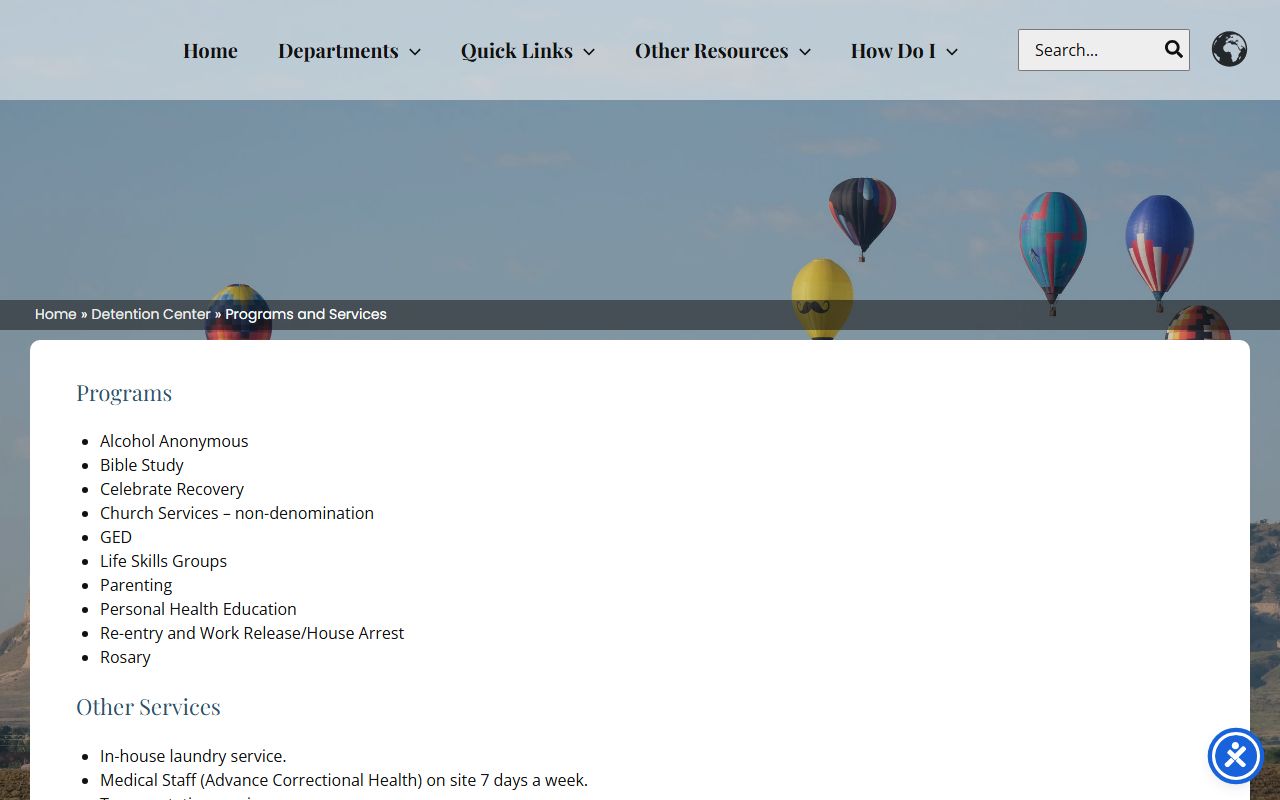 Scotts Bluff County Detention Center inmate programs and services